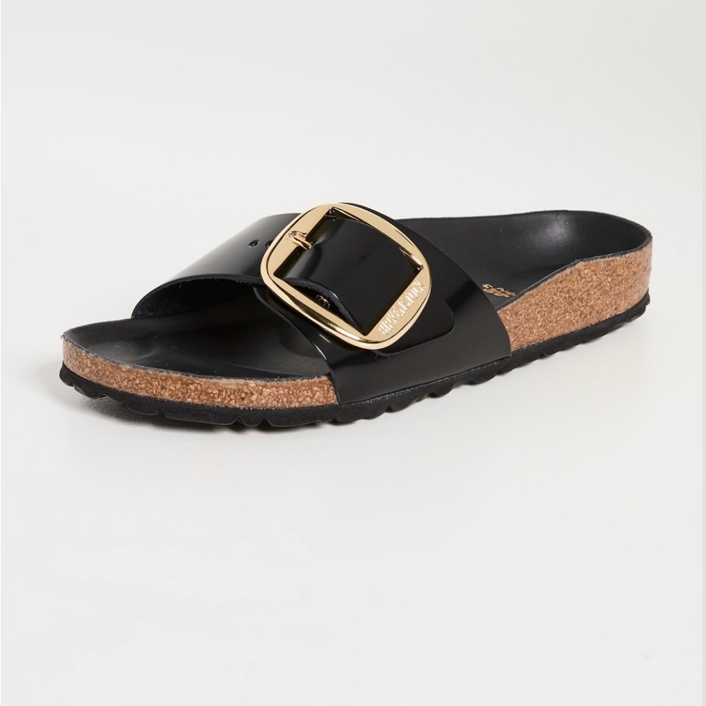 Birkenstock Women's Madrid High Shine Big Buckle Sandals in Black